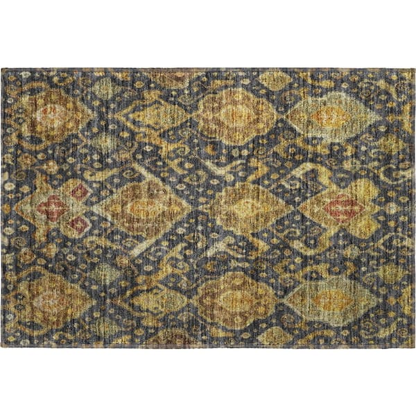 Mayfield Premium Machine Washable Abstract AMF2306 Charcoal 2 ft. x 3 ft. Accent Rug