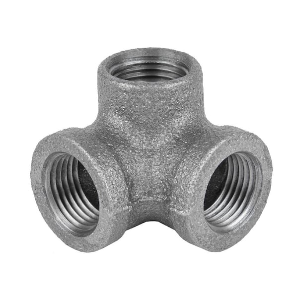 STZ 1/2 in. 3-Way Black Iron 90° Side Outlet Elbow