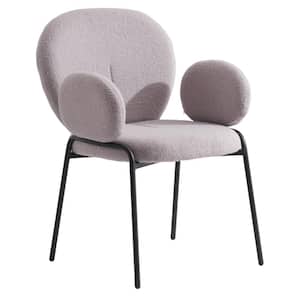 Celestial Boucle Dining Chair Upholstered Seat and Back in Black Powder Coated Iron Frame