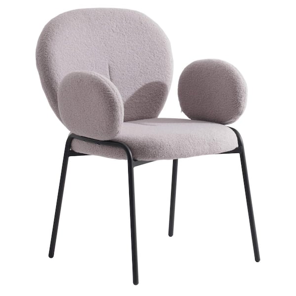 Leisuremod Celestial Boucle Dining Chair Upholstered Seat and Back in Black Powder Coated Iron Frame