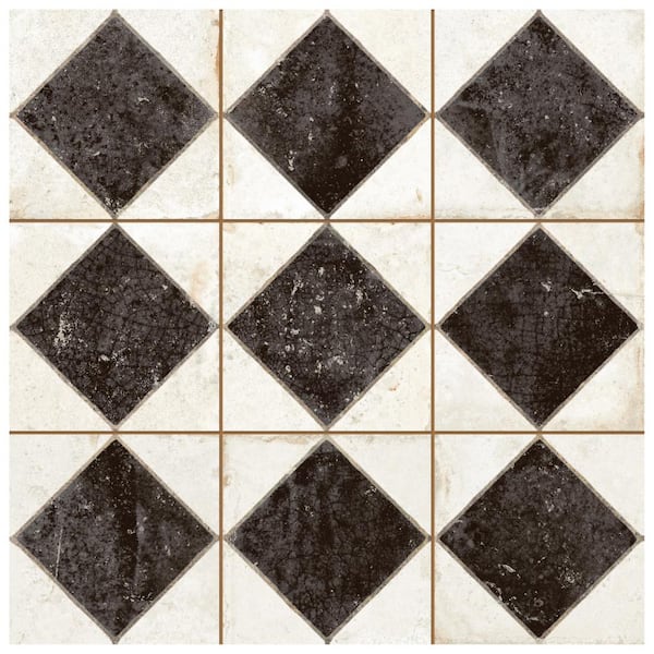 Merola Tile Kings Arles Black 4-3/8 in. x 13 in. Ceramic Floor and Wall Take Home Tile Sample