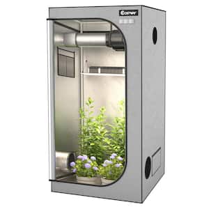 3 ft. x 3 ft. x 6 ft. Gray Mylar Hydroponic Grow Tent with Observation Window and Floor Tray