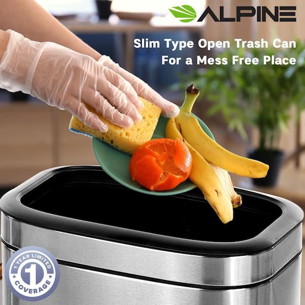 Alpine Industries Stainless Steel Rectangular Liner Open Top Commercial  Indoor Trash Can 5.3 Gallon