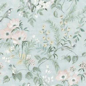 Frederique Mint Floral Matte Pre-pasted Paper Wallpaper