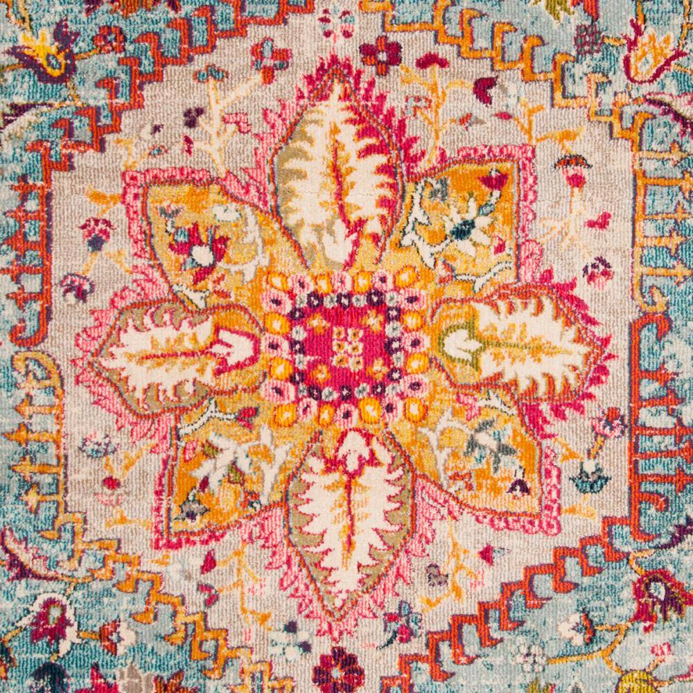 Turquoise and Beige Medallion 9' x 12' Synthetic Area Rug