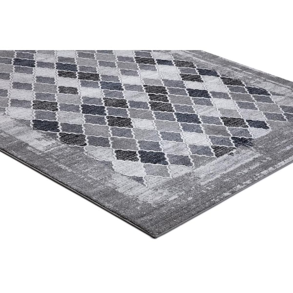 Positano Collection Siena Gray 7 ft. x 9 ft. Trellis Area Rug