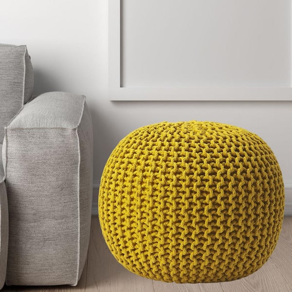 HomeRoots Bernadette Gold Upholstered Accent Ottoman