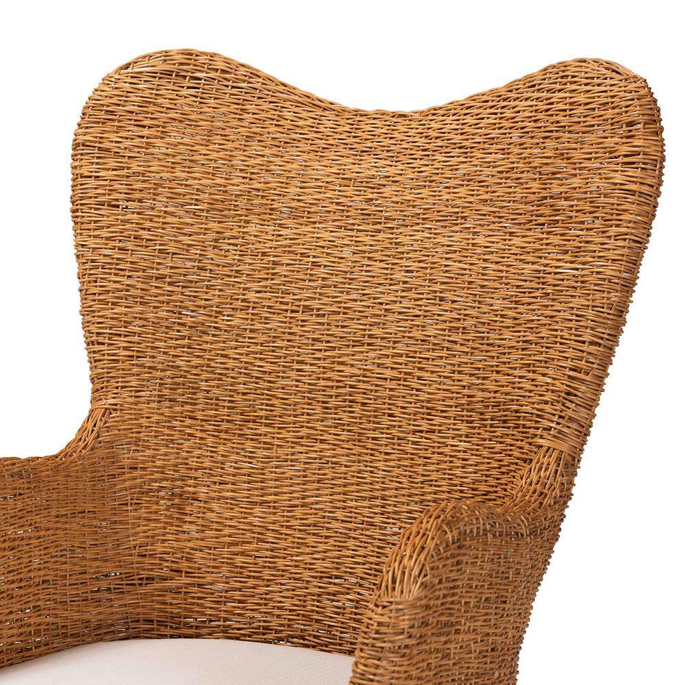 Handcrafted White Cushion Rattan Bohemian Accent Chair