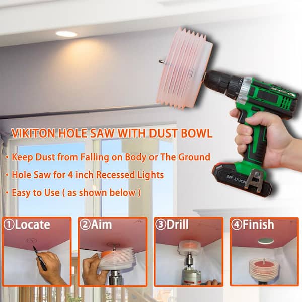 4 Hole Saw for Recessed Lights, 4 in. Hole Cutter with Dust Bowl Catcher for LED Recessed Lighting