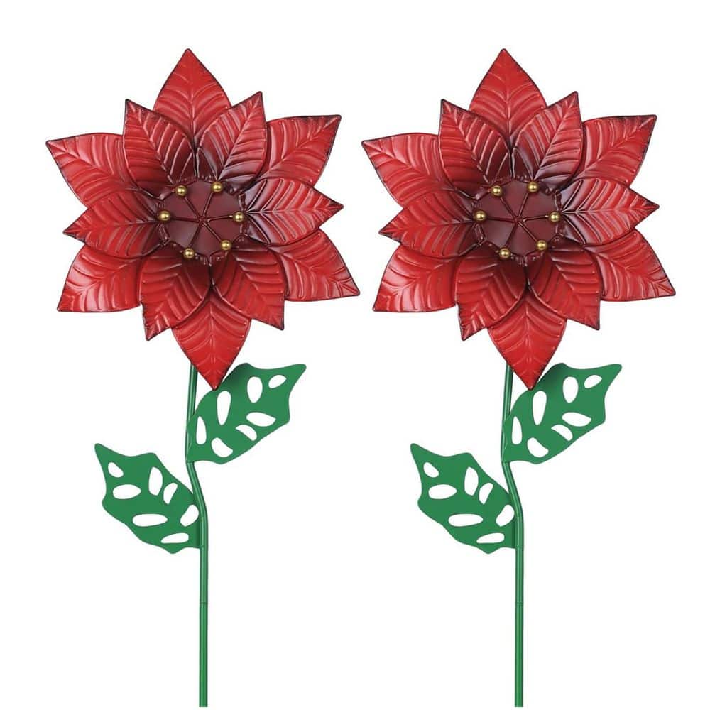 2-Pack Outdoor Christmas Poinsettia Metal Garden Stakes price history on PriceWatchPro