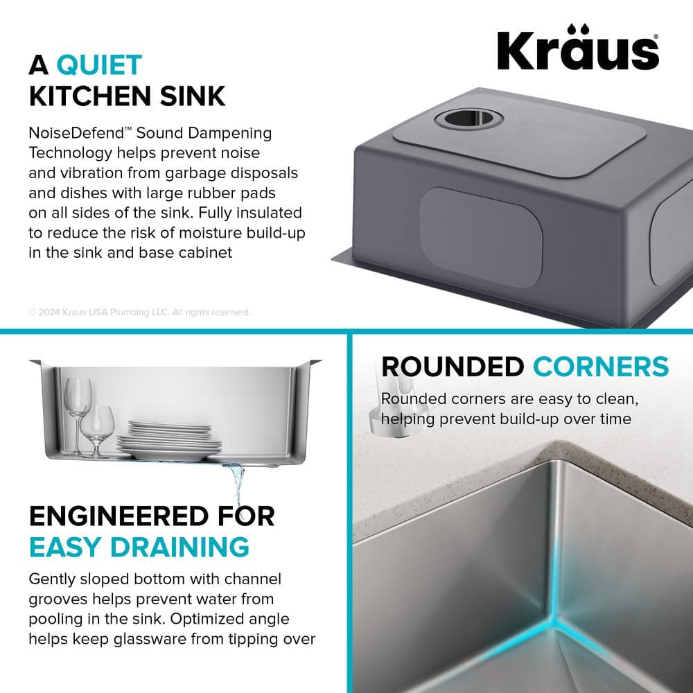 Fairlane 25-Inch Satin Stainless Steel Undermount Kitchen Sink