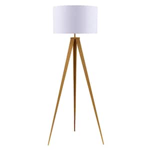 Romanza Matte Gold Tripod Floor Lamp with White Shade