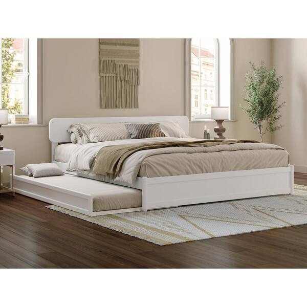 AFI Capri White Solid Wood Frame King Platform Bed with Panel 