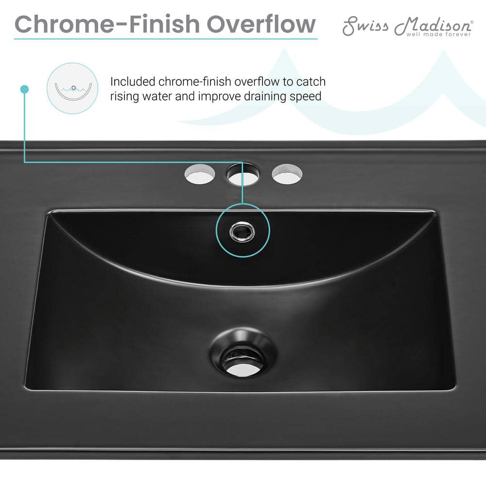 Matte Black Ceramic 24" Vanity Top Bathroom Sink