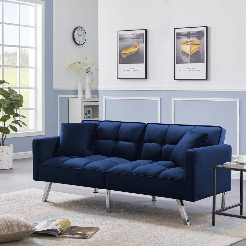 GODEER Navy Blue Sofa Bed Velvet Sleeper Futon W223S01465LXL The Home