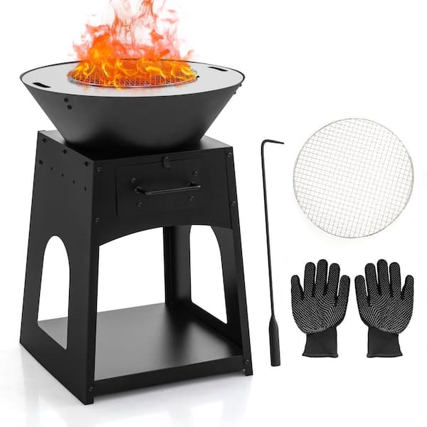 24 in. W Round Galvanized Steel Wood and Coal Fuel Fire Pit