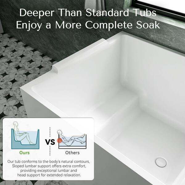 WELLFOR ZEN 39 in. x 39 in. Pure Acrylic Square Japanese Soaking