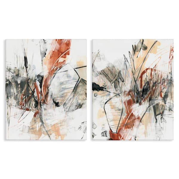 Stupell Industries Chaotic Scribbles Abstracts by June Erica Vess 2-Pieces Unframed Abstract Graphic Art Print 30 in. x 24 in.
