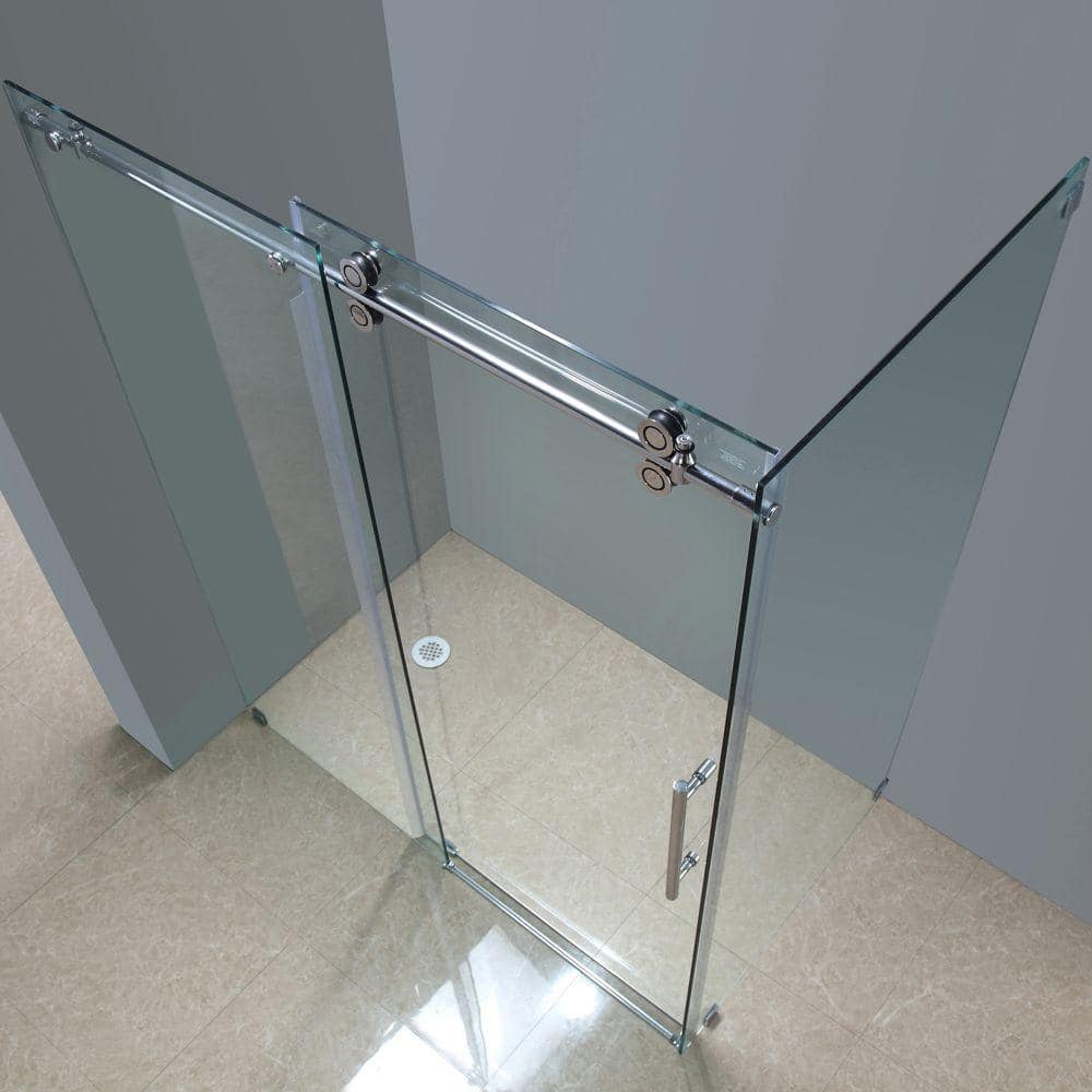 Langham 60" Frameless Clear Tempered Glass Sliding Shower Enclosure