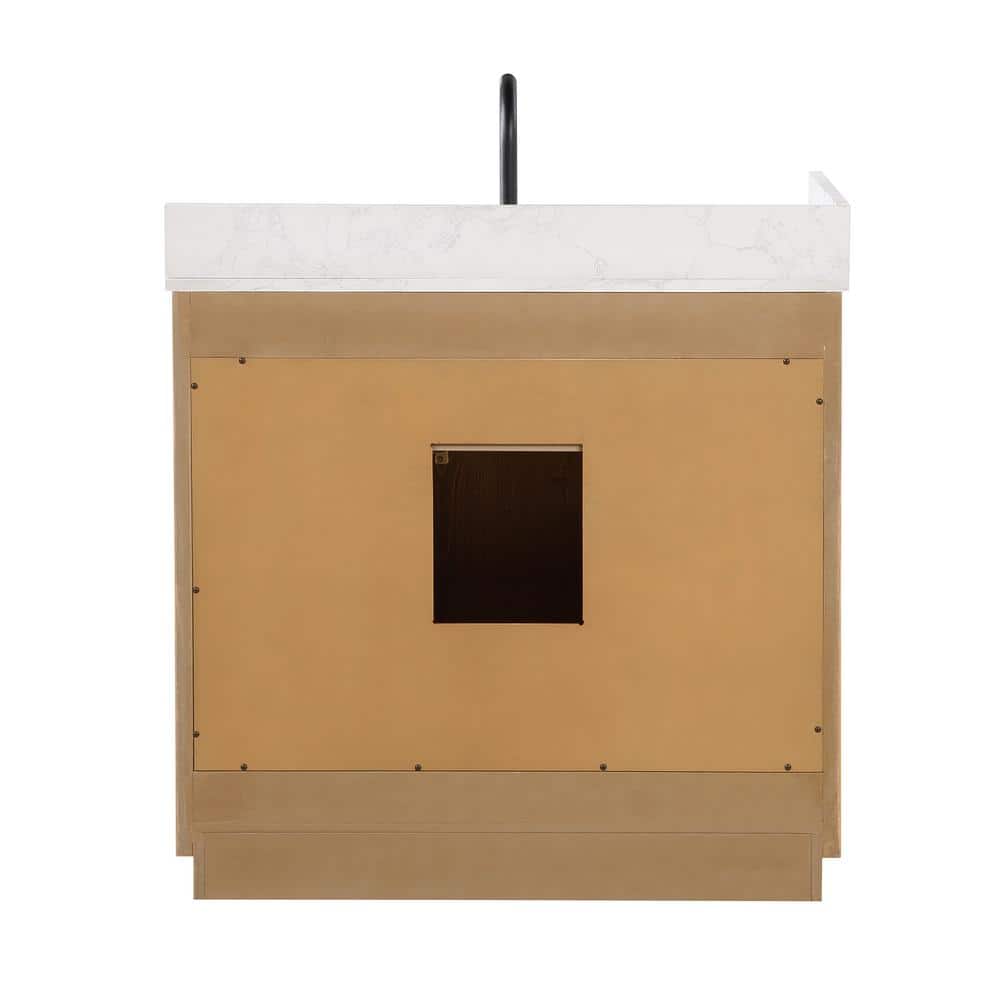 Gavino 36" Light Brown Wood Vanity with Composite Stone Top