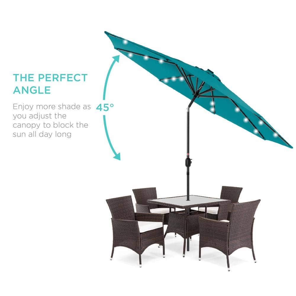 Cerulean 10ft Solar LED Lighted Patio Umbrella with Tilt Adjustment