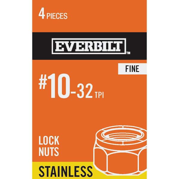 Everbilt #10-32 Fine Stainless Steel Nylon Lock Nut (4 per Pack)