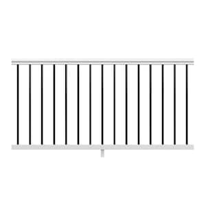 Traditional 6 ft. x 36 in. (Actual Size: 67-3/4 x 33 1/4'' in.) White PolyComposite Rail Kit with Black Metal Balusters