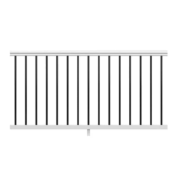 Veranda Traditional 6 ft. x 36 in. (Actual Size: 67-3/4 x 33 1/4" in.) White PolyComposite Rail Kit with Black Metal Balusters