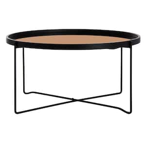 Ruby 29 in. Rose Gold/Black Round Coffee Table