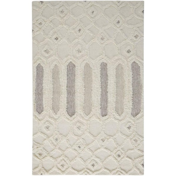 HomeRoots Ivory Taupe and Tan 2 ft. x 3 ft. Geometric Area Rug