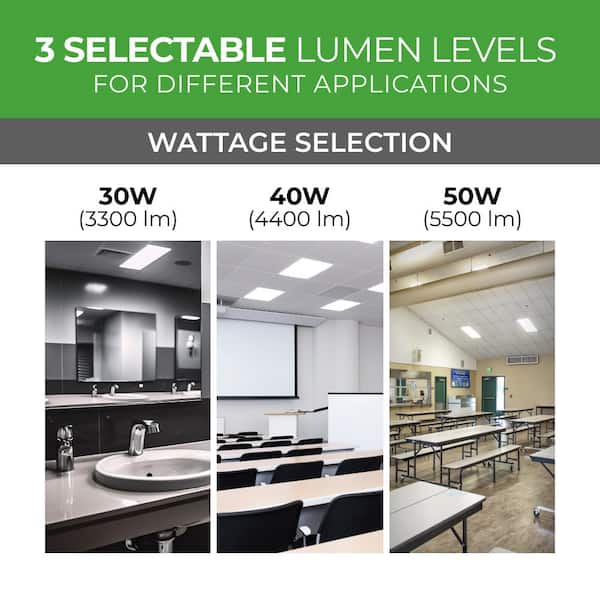 2 ft. x 4 ft. Selectable Lumens Wattage 3500K 4000K 5000K Integrated LED White Troffer Light 0-10V Dimming (4-Pack)