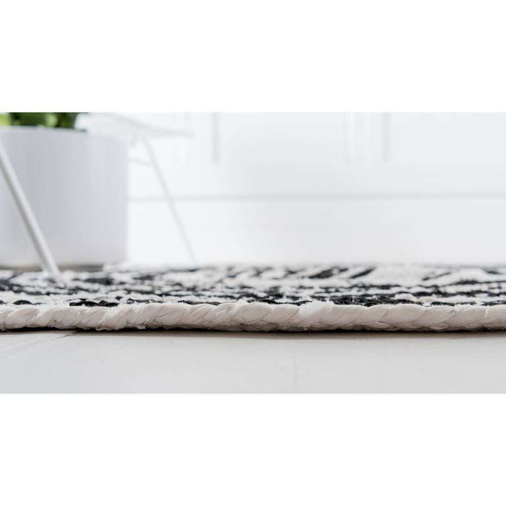 Hand-Braided Black and Ivory Cotton 2x3 Rectangular Rug