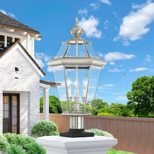 Georgetown 3-Light Brushed Nickel Outdoor Post Top Lantern