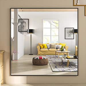 48 in. W x 36 in. H Black Rectangle Framed Tempered Glass Wall-mounted Mirror
