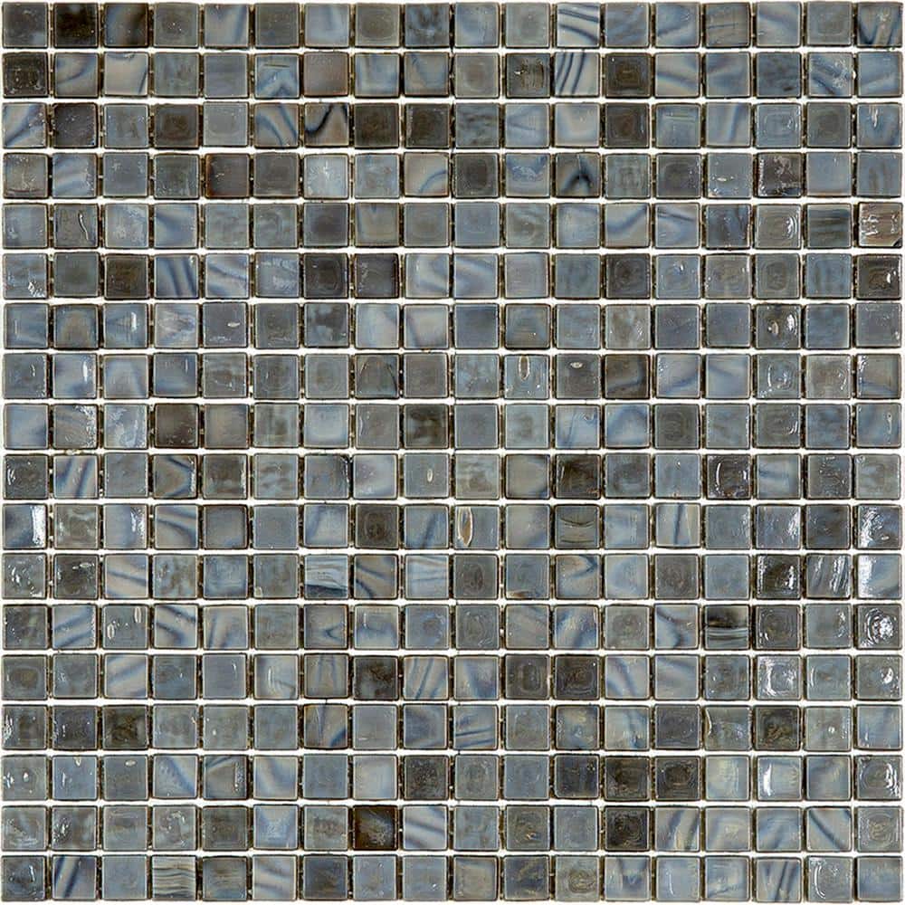 Mouse Gray Polished Glass Mosaic Wall and Floor Tile