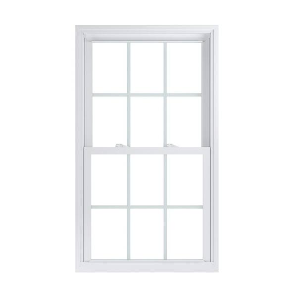 American Craftsman 30.25 in. x 52.25 in. 70 Pro Series Low-E2 Argon PS Glass Double Hung White Vinyl Repl Window with Grids, Screen Incl