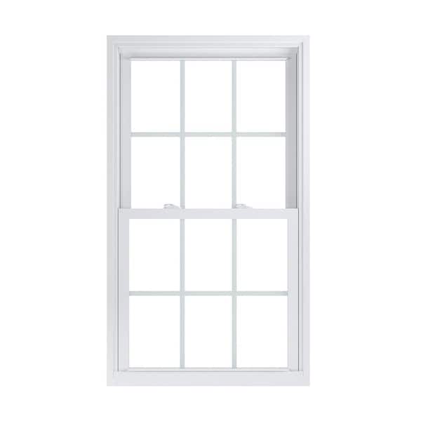 American Craftsman 30.25 in. x 52.25 in. 70 Pro Series Low-E Argon PS Glass Double Hung White Vinyl Repl Window with Grids, Screen Incl