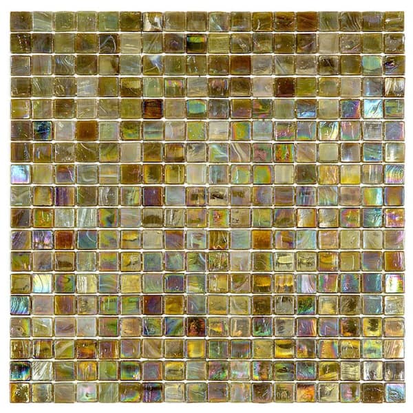 Apollo Tile Skosh Glossy Tortilla Brown 11.6 in. x 11.6 in. Glass Mosaic Wall and Floor Tile (18.69 sq. ft./case) (20-pack)