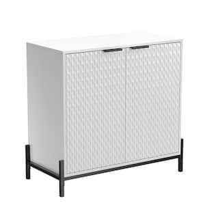 White 31.5 in. H Modern 2-Door Storage Cabinet with High-gloss Finish, Featuring Iron Handles