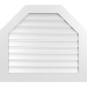 36 in. x 32 in. Octagonal Top Surface Mount PVC Gable Vent: Functional with Standard Frame