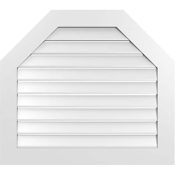 Ekena Millwork 36 in. x 32 in. Octagonal Top Surface Mount PVC Gable Vent: Functional with Standard Frame