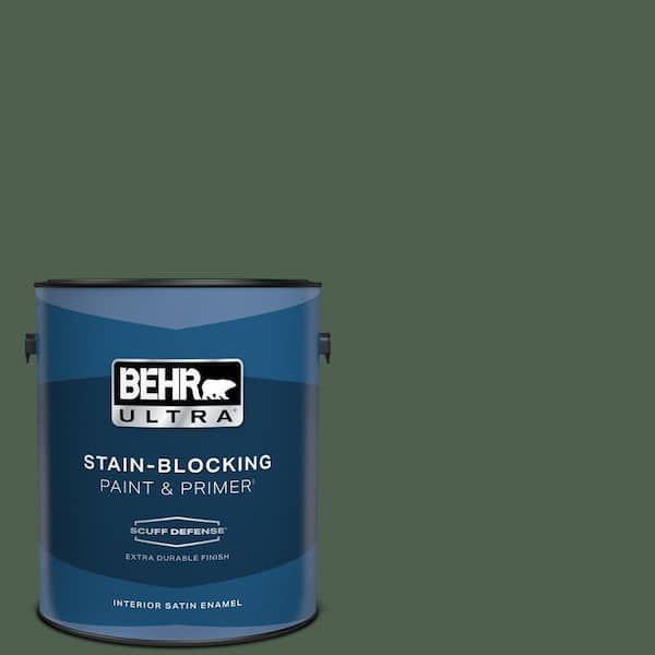 BEHR ULTRA 1 gal. #450F-7 Hampton Green Extra Durable Satin Enamel Interior Paint & Primer