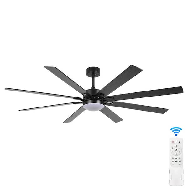 72 in. Black Indoor Ceiling Fan with Light Remote Control, Quiet DC Motor 8-Blade Ceiling Fans 6-Speed Levels