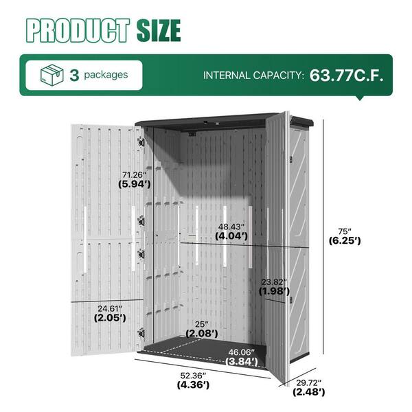 Sizzim 7.4 ft. W x 5.3 ft. D Brown Metal Storage Shed with Floor