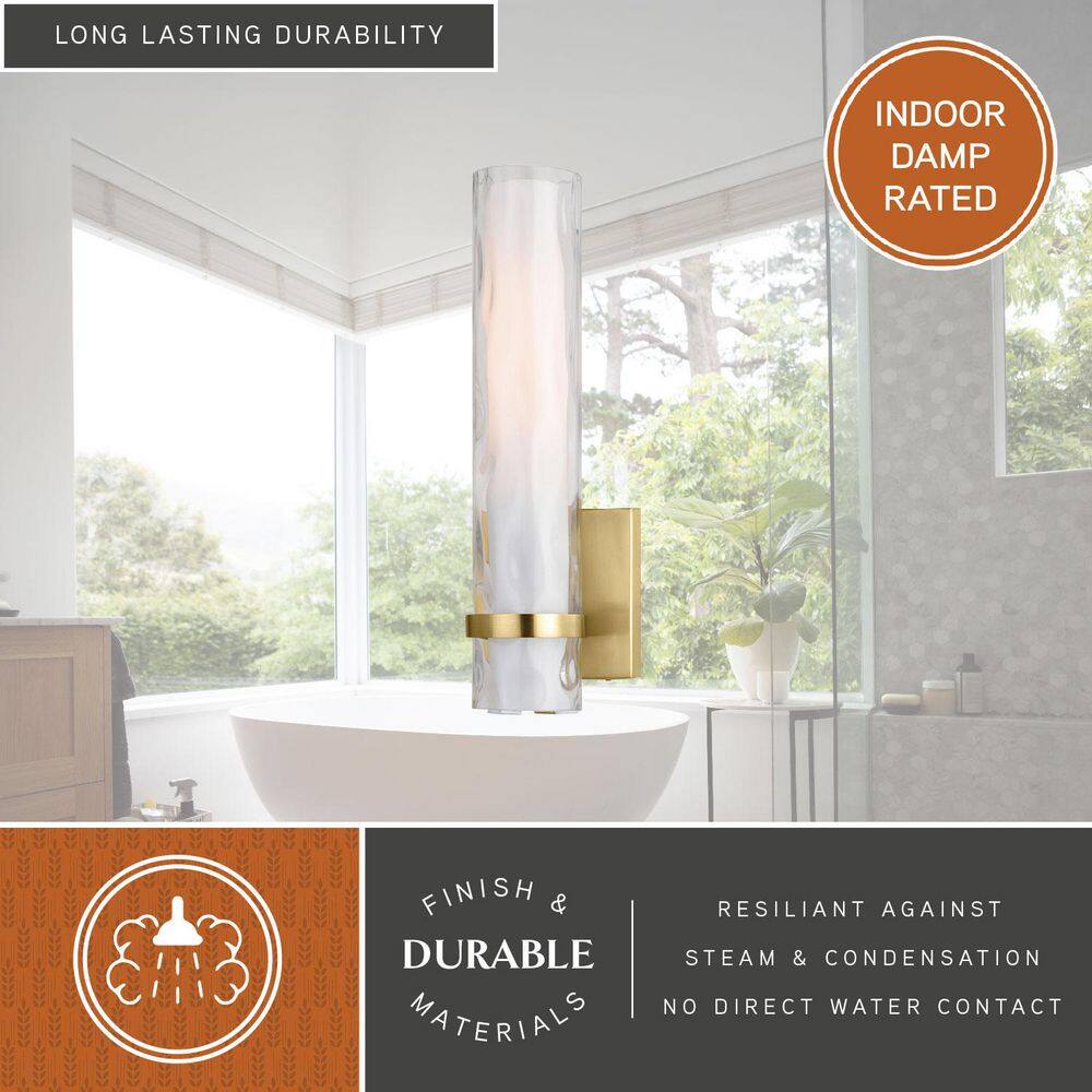 Sleek Modern Brass Vanity Wall Sconce with Frosted Glass Shade