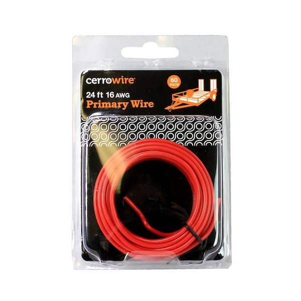 Cerrowire 24 ft. 16 Gauge Red Stranded Primary Wire 207-1203R24 - The Home  Depot