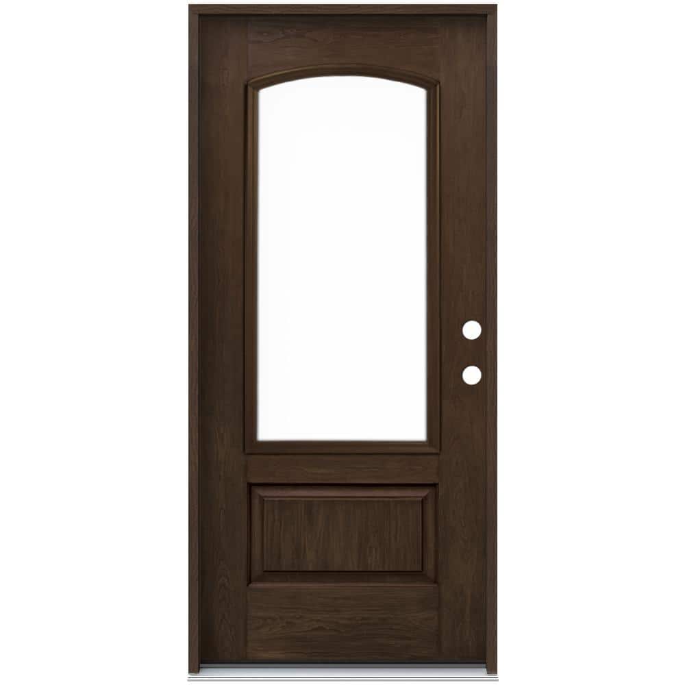 36 in. x 80 in. Left-Hand 1 Lite Clear Glass Coffee Bean Stain Fiberglass Prehung Front Door with Brickmould price history on PriceWatchPro