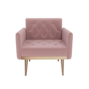 Pink Accent Chair with Rose Golden feet