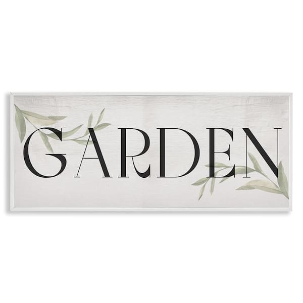 Stupell Industries Garden with Plant Sprigs by Daphne Polselli White Framed Nature Giclee Art Print 13 in. x 30 in.