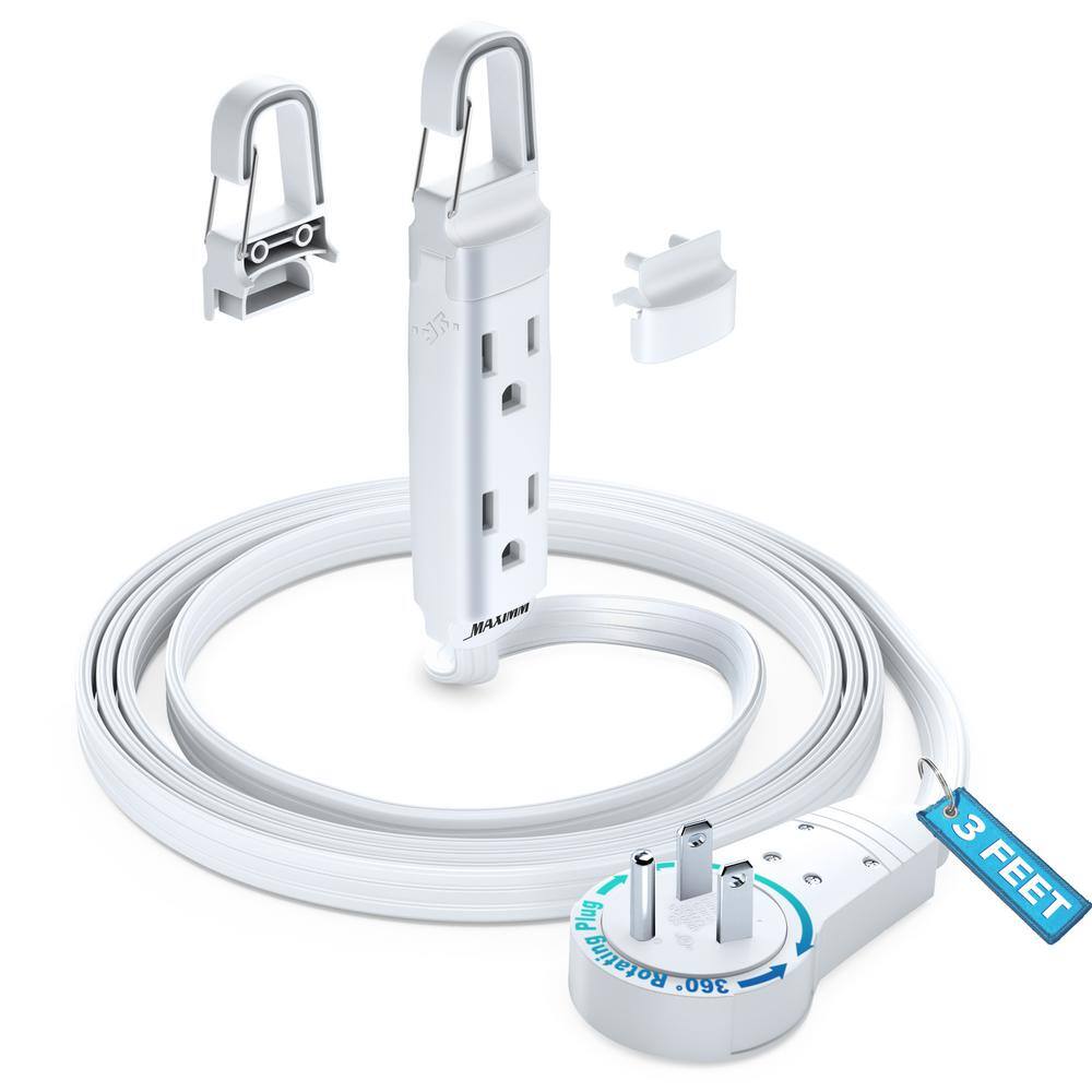 3 ft. 16/3 Light Duty Indoor Extension Cord with 360° Rotating Flat Plug 3-Outlet with Hook, White price history on PriceWatchPro